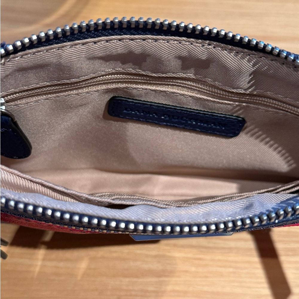 ✨ EUC ✨ Leather Dana Buchman “Linda” Wristlet - Navy/Pink/Orange - Picture 3 of 4